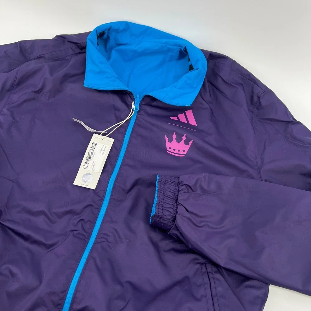 Adidas‎ Charlotte Football Club Reversible Jacket Mens L Blue Purple Soccer New